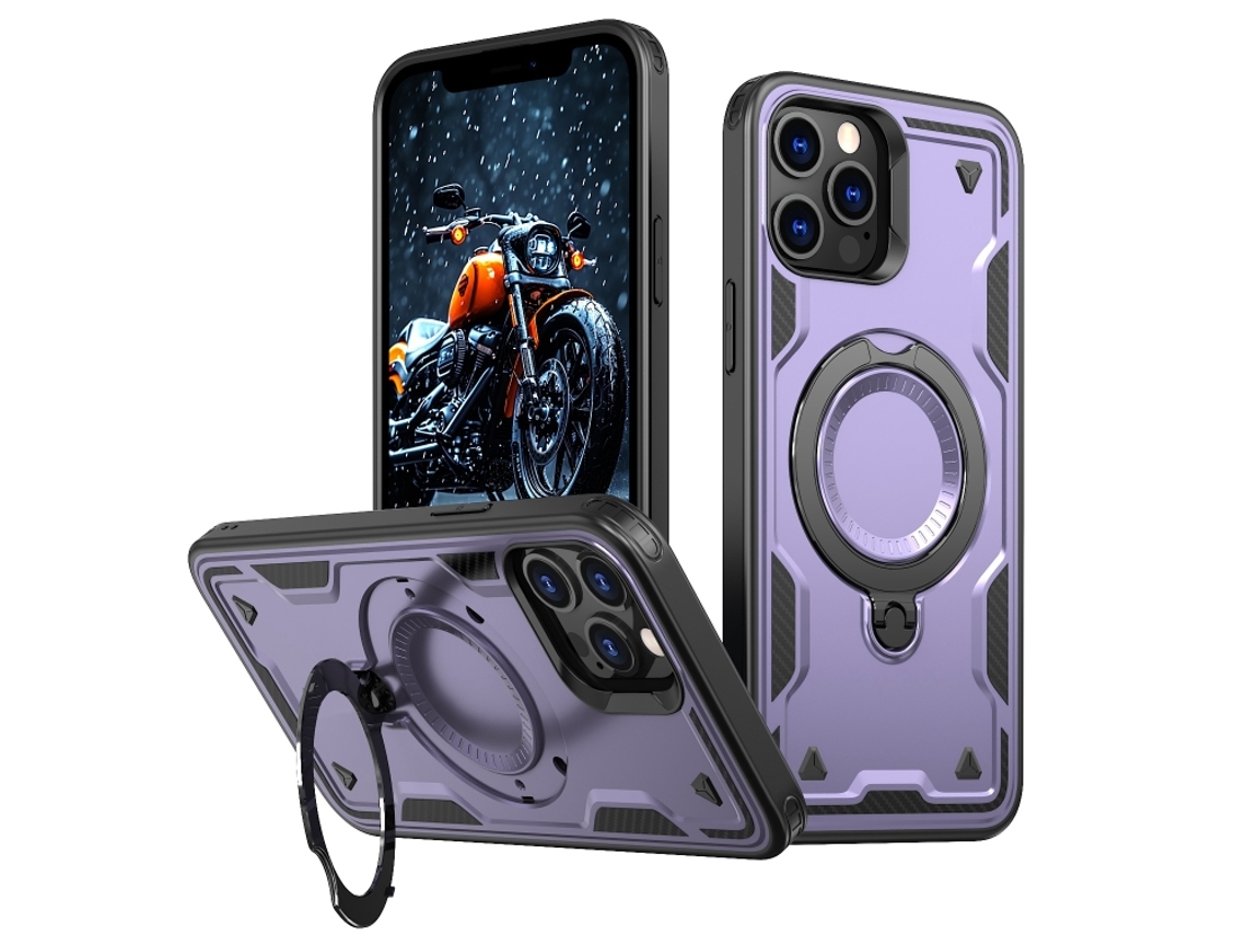 Capa Armor Híbrida Pc Tpu Para Iphone 12 Pro Max - Suporte De Anel Magsafe