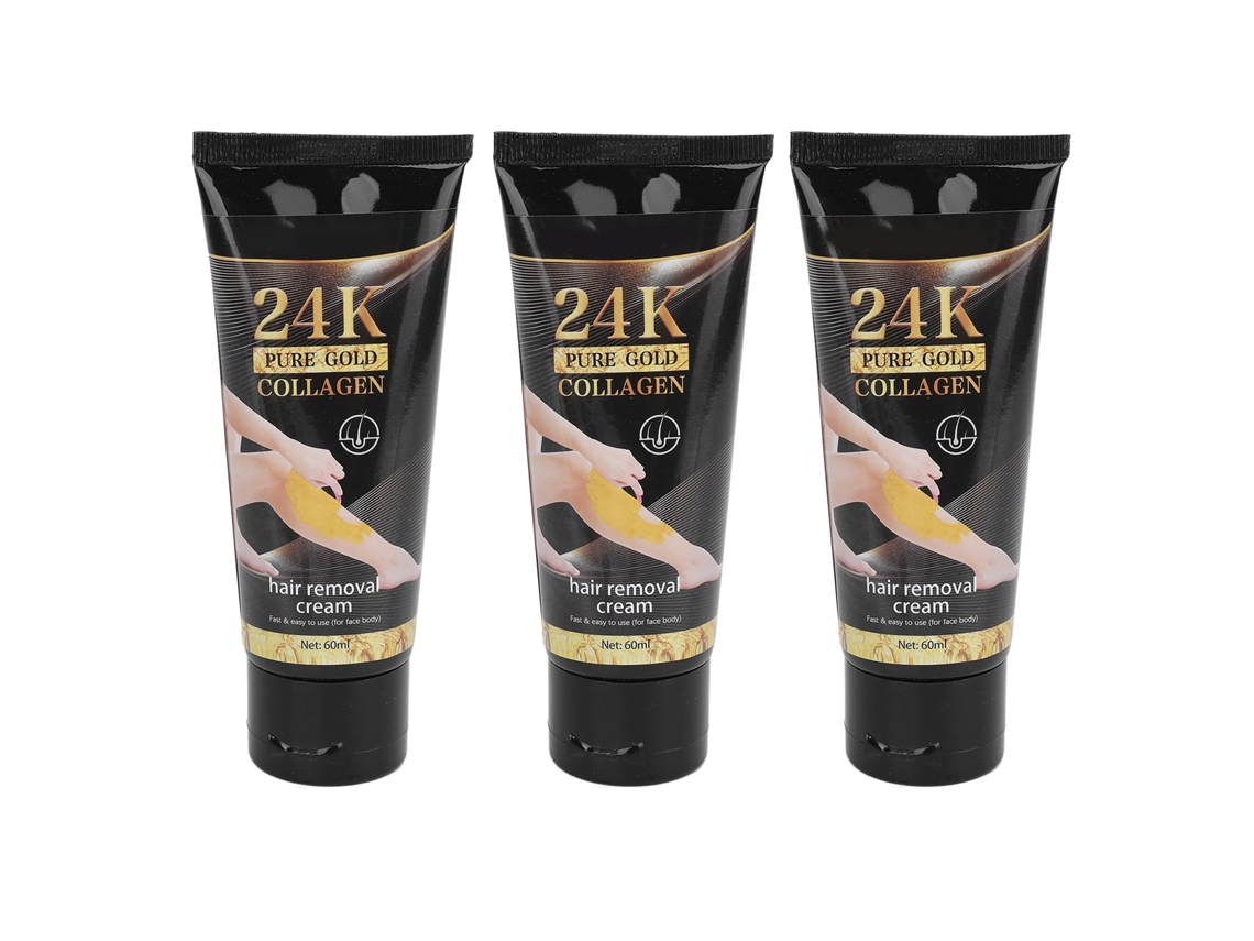 2026 crema Depilatoria 24k Colágeno Dorado Hidratante Inhibe Crecimiento Painless 3pcs 60ml para Mujeres Y Hombres