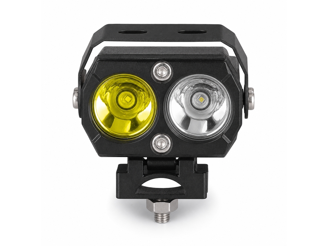 Farol Auxiliar Led De Dupla Lente Para Motocicleta, Luz Branca E Amarela, Impermeável