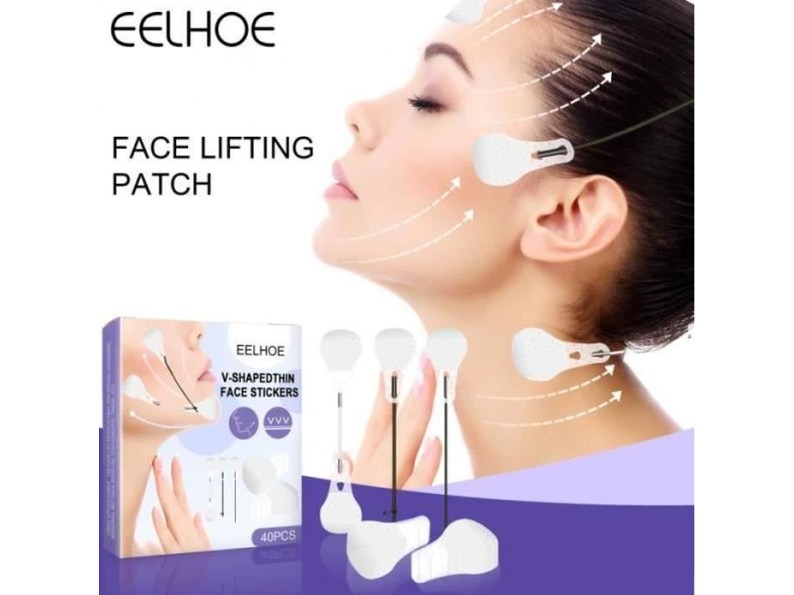 MÁSCARA FACIAL - EELHOE FACE PATCH 40 Pcs Adesivos faciais finos invisíveis Linha facial rápida Rugas Flacidez da pele S/MARCA