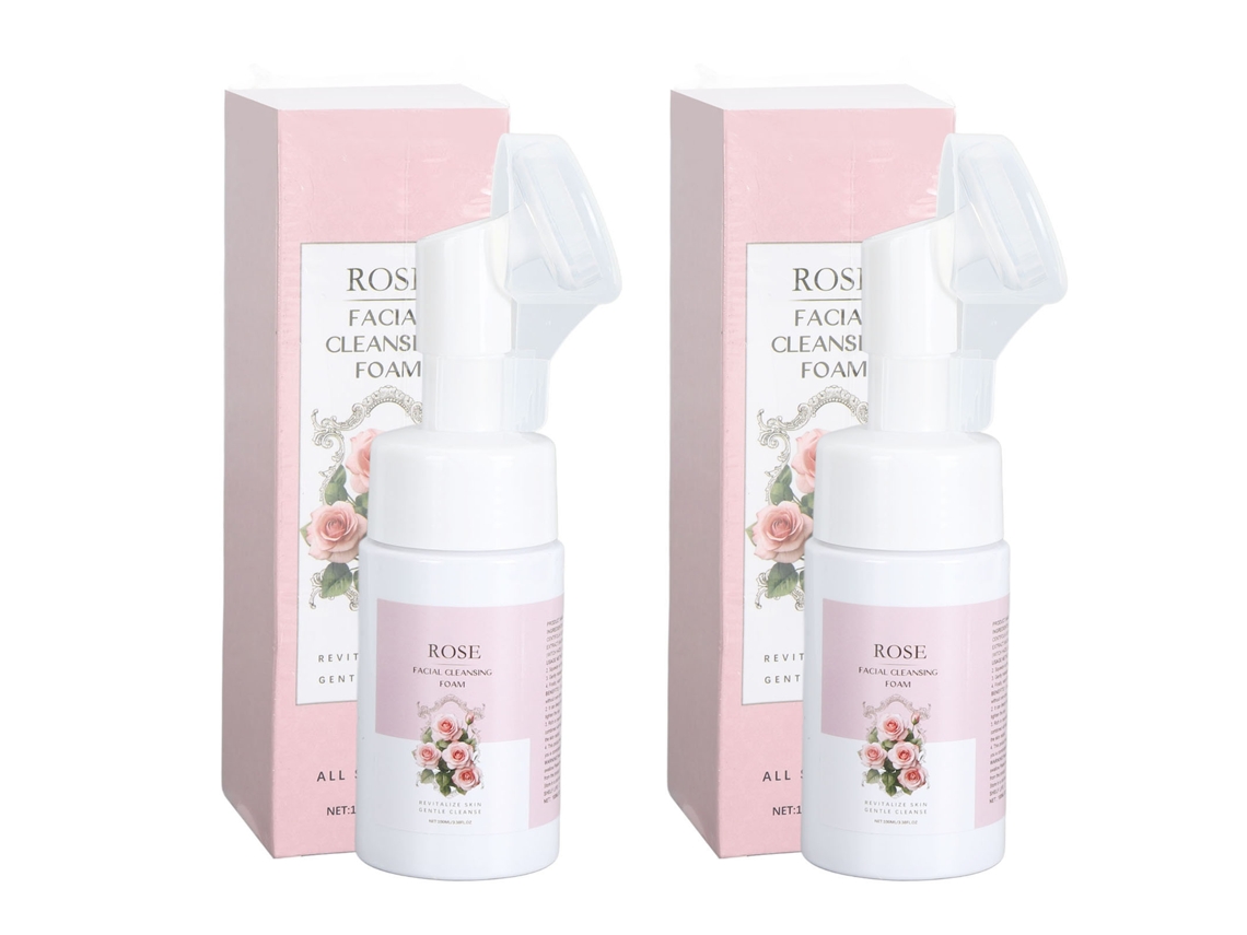 2pcs Espuma Limpiadora Facial Suave De Rosa Com Vitamina E Hidratante Limpiador Facial Para Pele Sensível 100ml