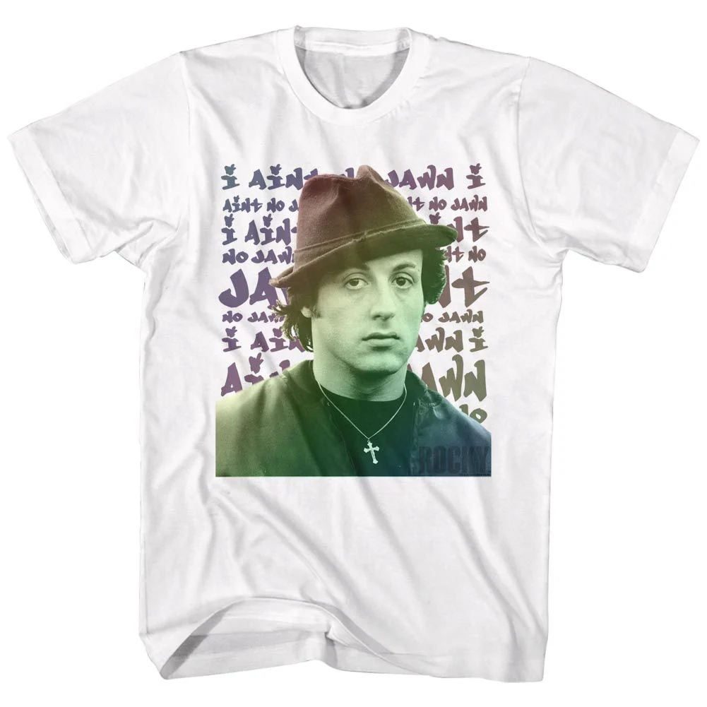 Unisex Adult T-shirt Rockinstone Rocky Movie Jawn White Sizexl