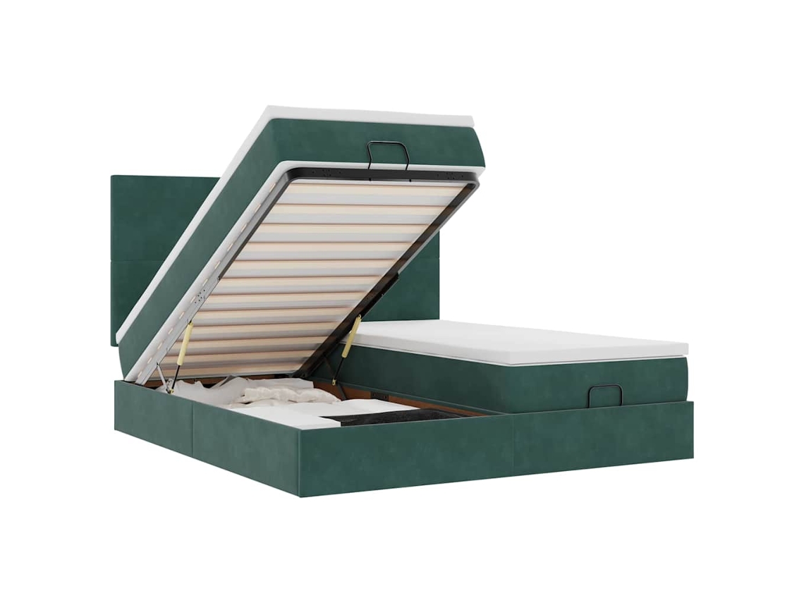 Ottoman Bed, Ottoman Beds Vidaxl Verde Veludo (160 X 200 Cm)