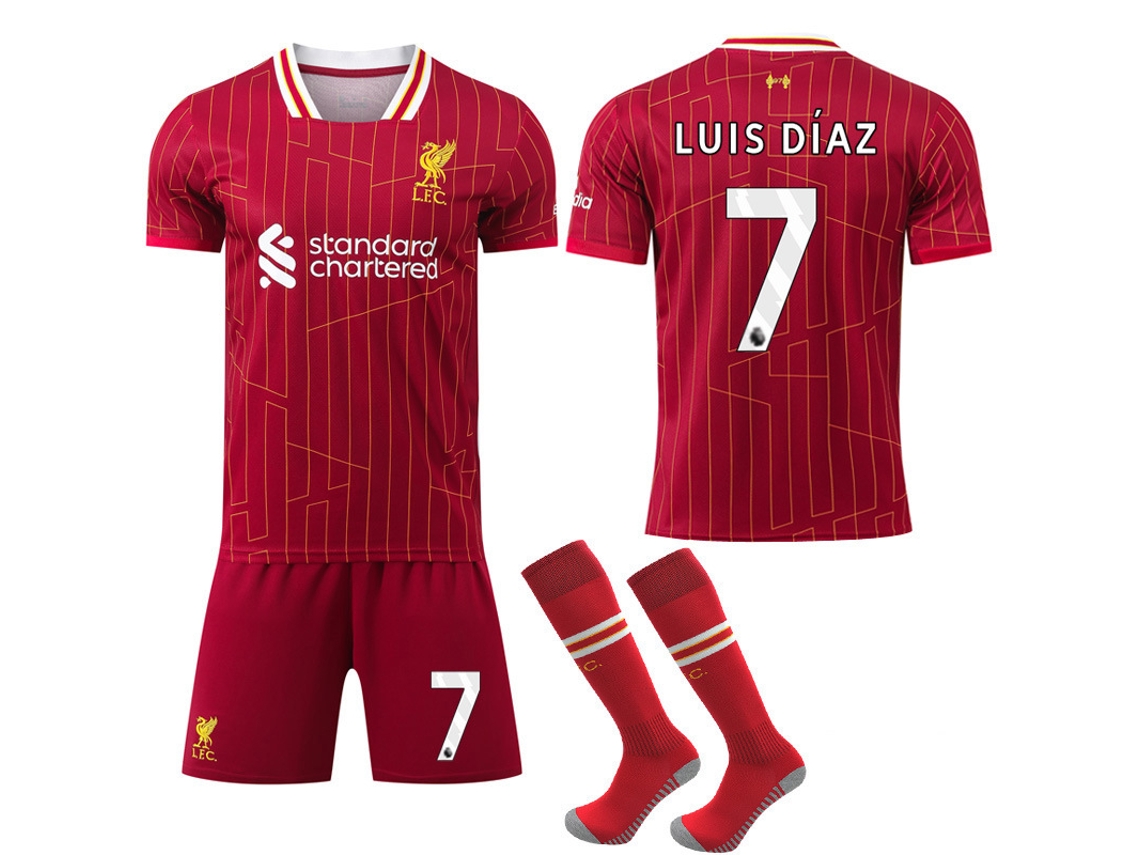 Camisa Home Do Liverpool 2024/25 Com Meias Luis Diaz No. 7jsr No.7 Luis Diaz Aquaforge