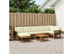 Vidaxl Conjunto De Sofás Para Exterior 8 Unid. Natural E Creme