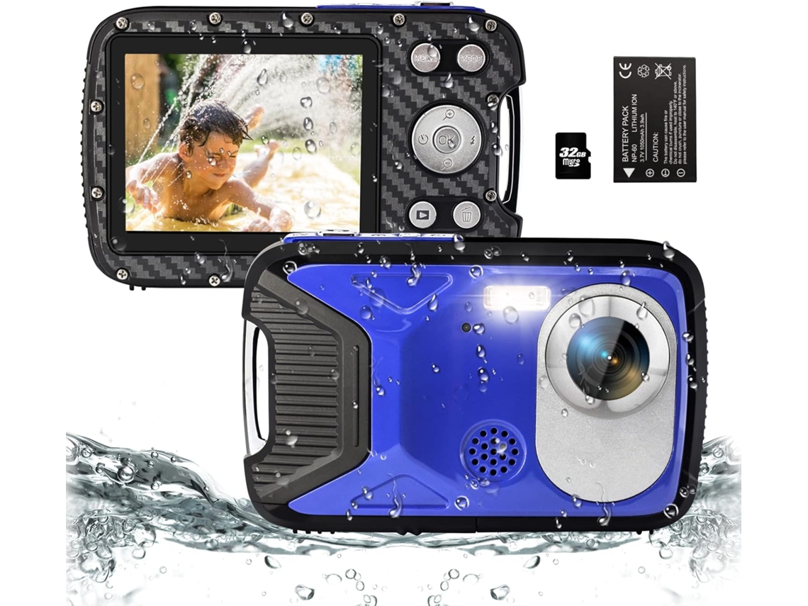 Câmera Infantil À Prova D'água 5m 1080p Hd com Cartão Sd de 32gb IKIKSO (azul)