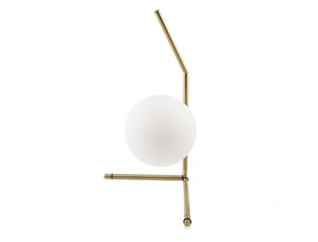 Lâmpada De Mesa Moderna De Latão Elisa Ø150mm Bola De Vidro, Decoração Para Escritório, Quarto E Sala Alpinaluz