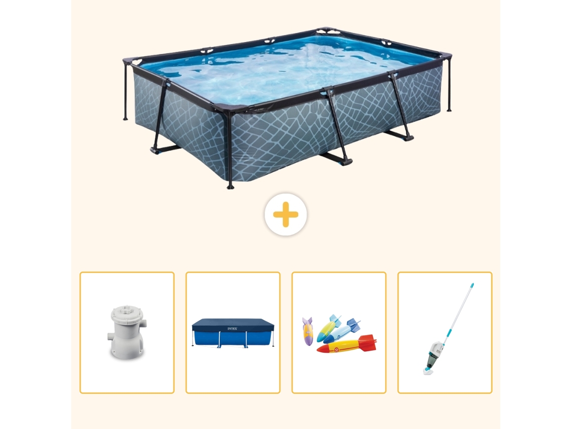 Exit-toys Piscina Exit Retangular - Efeito Pedra - 300x200x65 Cm - 5-peças S269