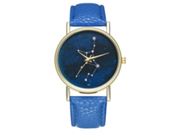 Relógio de quartzo com pulseira de couro PU, mostrador redondo, estilo moderno (azul royal)