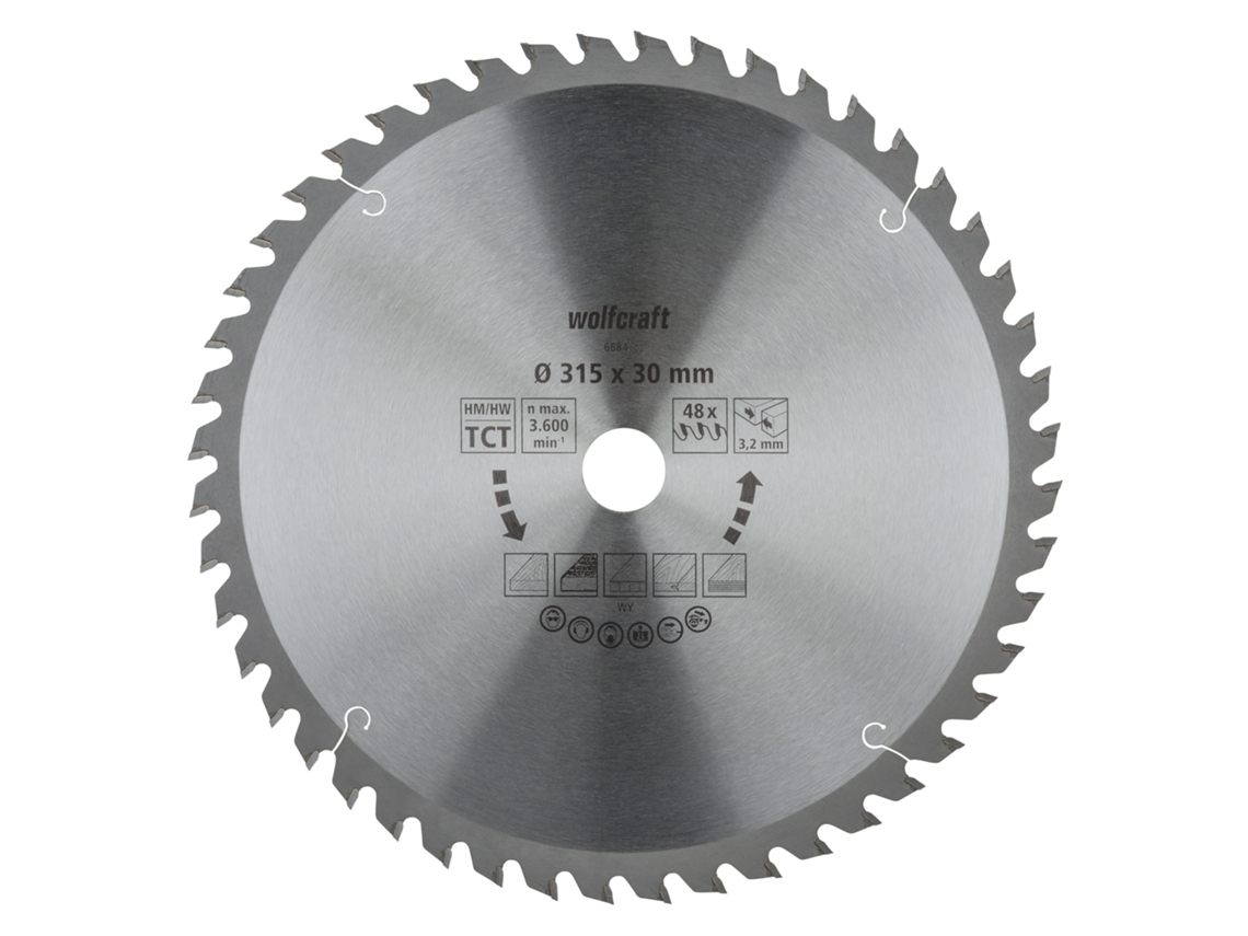 6684000 1 Disco Para Sierras Circulares De Mesa Ct, 48 Dientes Ø315 Mm Wolfcraft