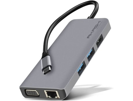 Hub AKASHI ALTHUB9IN1TC (USB-C - Cinzento)