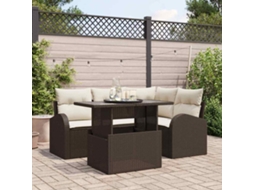Vidaxl Conjunto De Sofá De Jardim 5 Pcs Castanho Rattan Sintético