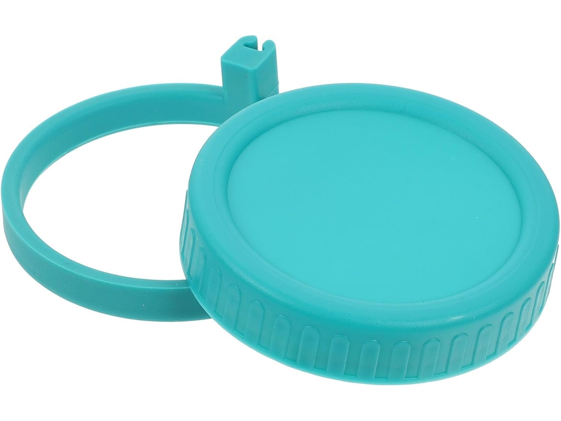Tampas De Substituição Frascos Conservas Boca Larga Plástico Com Anel Silicone À Prova Vazamento, Vidro 86 Mm, Verde Lago, Conjunto Cabides Utensílios