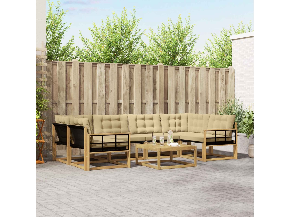 Vidaxl Conjunto De Sofás Para Exterior 7 Unid. Branco E Bege