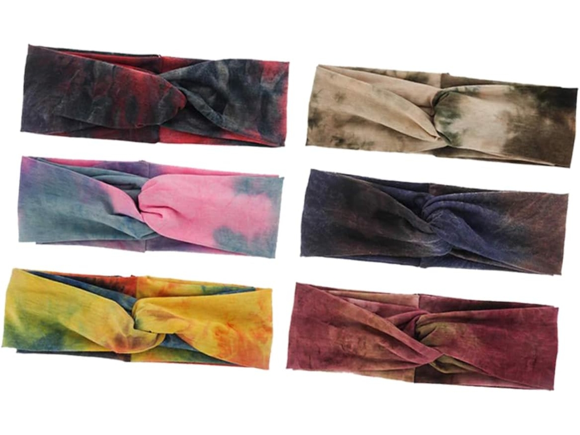 Conjunto De 6 Peças De Faixas De Cabeça Elásticas Esportivas Femininas, Turbante Largo Para Ioga, Corrida E