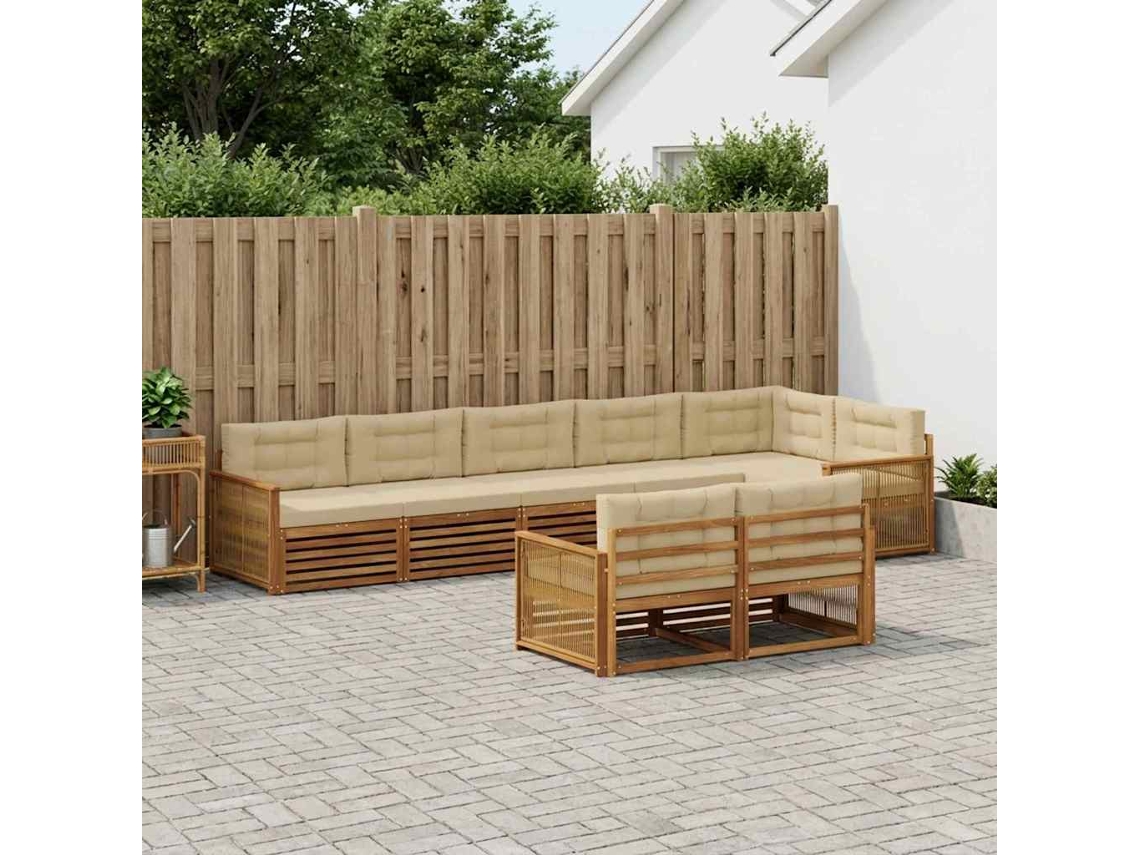Vidaxl Conjunto De Sofás Para Exterior 8 Pcs Natural E Bege