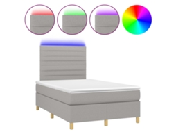 Cama Box Spring com Colchão e Led Tecido Cinza Claro MAISON EXCLUSIVE (120x200 cm)