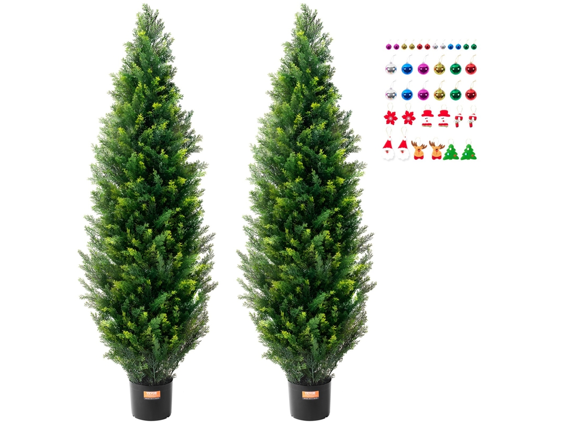 Árvores Topiárias de Cedro Verde Artificial VEVOR 400 X 400 X 1500 Mm 2 Unidades Pe