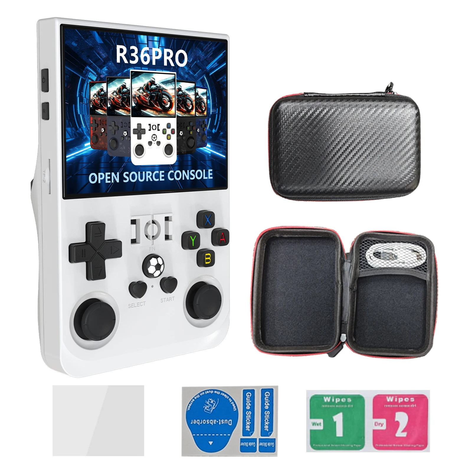 Console Portátil Retro R36pro Com 18000+ Jogos, Tela Ips 3.5 Polegadas 64gb/128gb, Sistema Linux De Bolso, Branco