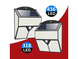 Lâmpada Solar de Parede com Indução Humana IP65 318/436 LEDs Luz Branca 60 S/MARCA