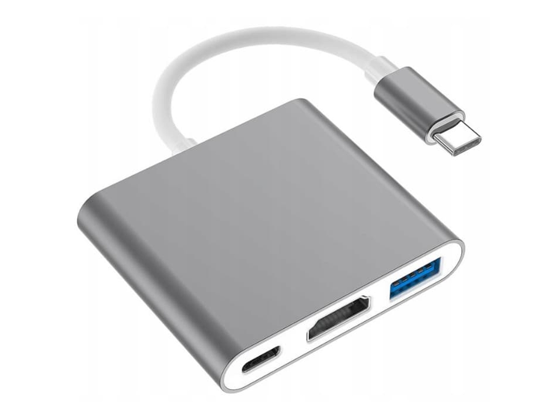 Adaptador, 3 E 1, Usb Tipo C, Hdmi, Cinza Espacial, Co2 Brilvibera