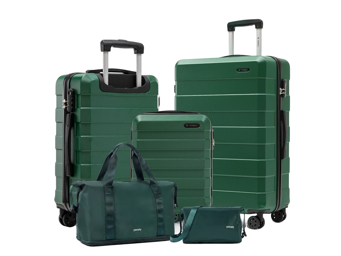 Conjunto De Malas, Leve E Resistente A Choques, Pegador Ergonômico De Borracha, Verde Escuro (20 + 24 + 28 Polegadas)