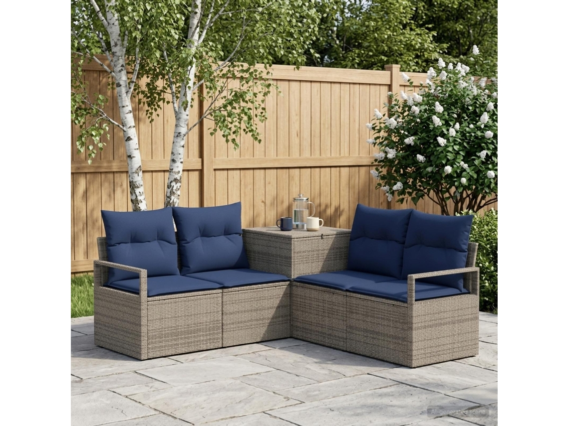 Vidaxl Conjunto De Sofás 5 Unid. Cinza E Azul Marinho