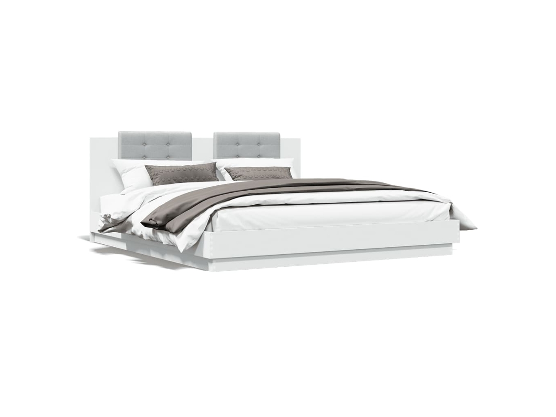 Bed Frame, Bed Frames Vidaxl Branco Madeira Processada (200 X 200 Cm)