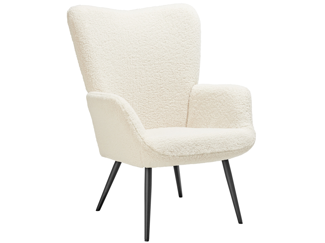 Tectake Poltrona Hygge, Estofada, Ergonômica E Com Capacidade De Carga De 150 Kg, Bouclé Creme/preto