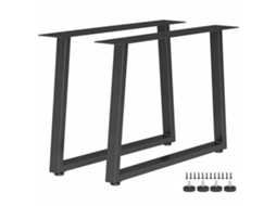 Conjunto de 2 pés de mesa trapezoidais em aço com 12 furos e 12 parafusos, capacidade de 75 kg, para banco, mesa de centro, preto.