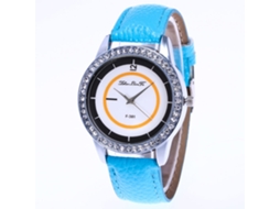 Relógio de Pulso Feminino de Moda com Pulseira de Couro Quartz Elegante Wathet