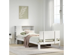 Cama Com Estante Sem Colchão 90x200 Cm Pinho Maciço Branco