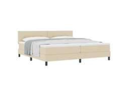 Cama Box com Colchão com Cabeceira Creme Tecido MAISON EXCLUSIVE 200x200 cm