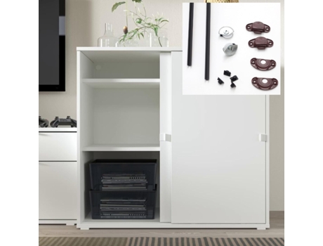 Sistema de ferragens para portas deslizantes de objectos - Calha de 2 metros - Altura máxima de 120 cm (1 porta, ferragem standard, cor preta)