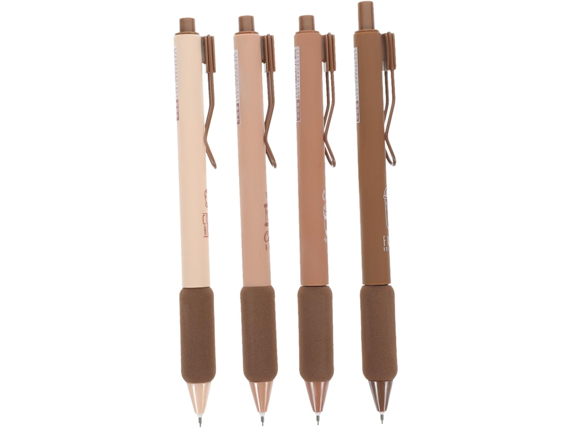 Conjunto De 4 Canetas Ergonômicas Com Tinta Preta E Botão Pressão Para