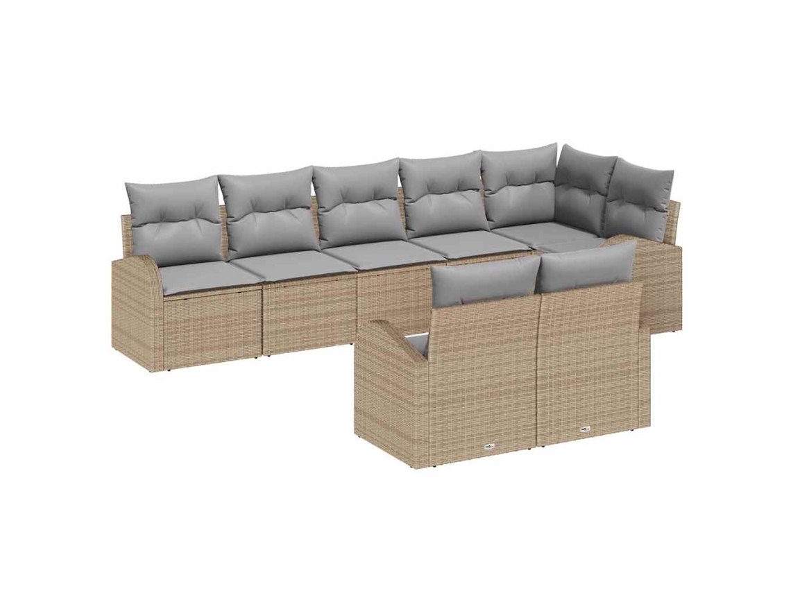 Vidaxl Conjunto De Sofá De Jardim 8 Pcs Bege E Cinza Claro Vime Pe