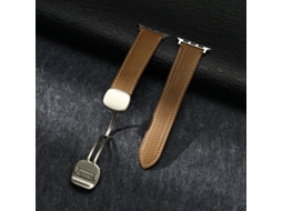 Pulseira de couro genuíno com data magnética, almofada de trigo, compatível com Apple Watch S11, Huawei GT6 e Samsung Galaxy.