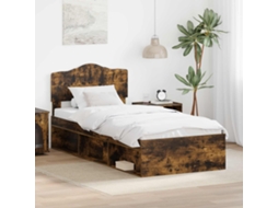 Vidaxl Estrutura Da Cama Com Cabeceira Carvalho Defumado 90 X 190 Cm