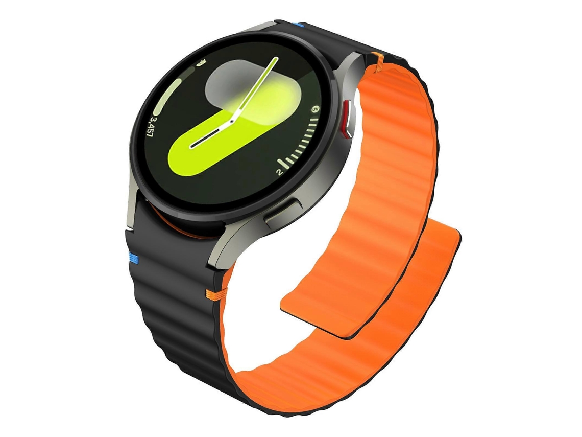 Pulseira De Silicone Magnética Com Textura Ondulada E Costurada Para Samsung Galaxy Watch 7 / 6 / 5 / 4