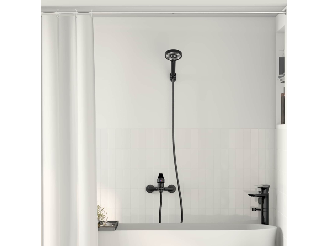 Vidaxl Conjunto de Cabeça de Chuveiro Preto G 1 / 2 Polegadas