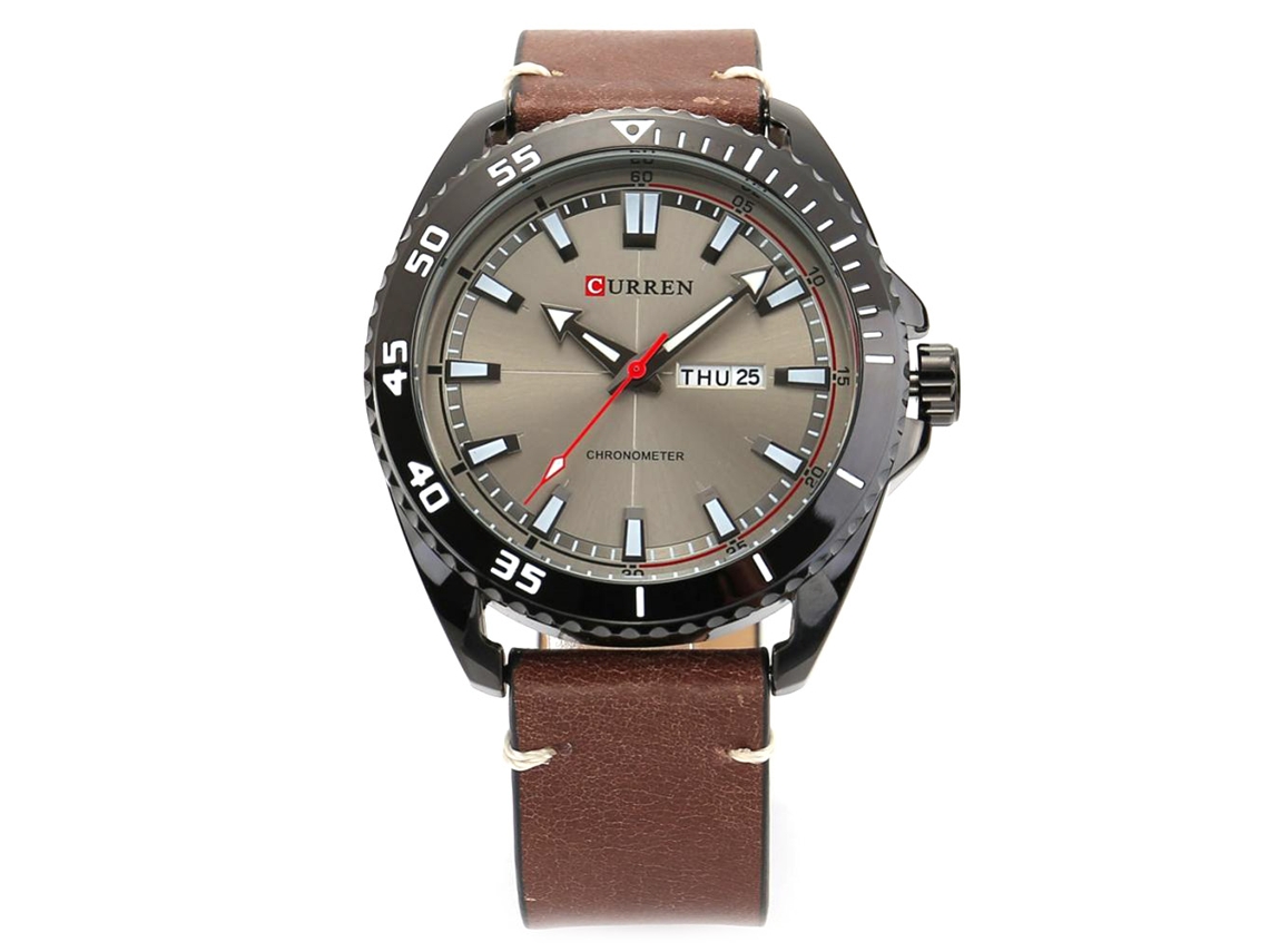 Reloj De Pulsera De Aleación Dial Redondo Analógico Con Fecha Cuarzo Negro Y Gris