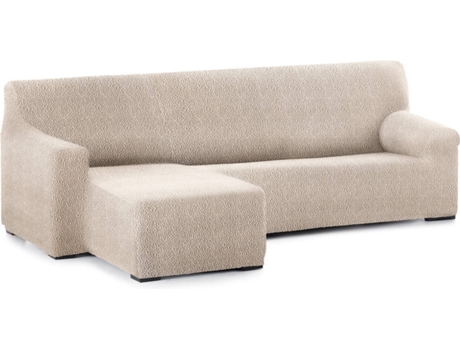 Capa Multielástica para Chaise Longue JM TEXTIL Spongy (Braço Curto - Esquerdo - Bege - Até 360 cm)