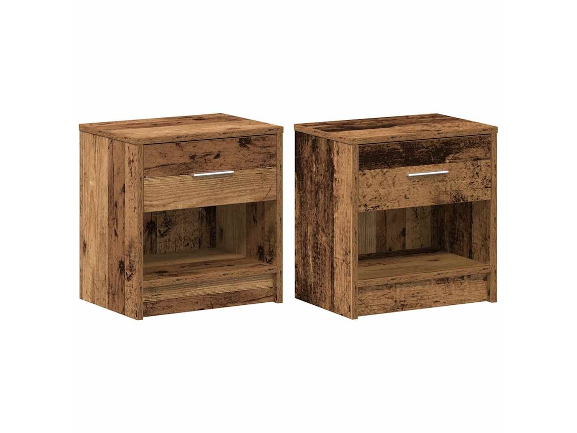 Conjunto 2 Mesa De Cabeceira Vidaxl Marrom Madeira Processada