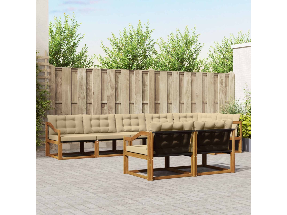 Vidaxl Conjunto De Sofás Para Exterior 8 Unid. Natural E Bege