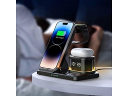 Estação De Carregamento Sem Fio Com Despertador Digital Estação De Carregamento Para Vários Dispositivos Suporte Para Carregador Sem Fio De 15 W Ios E