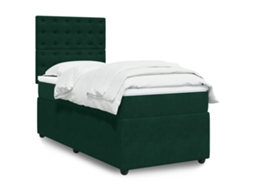 Vidaxl Cama Com Molas/colchão 90x190 Cm Veludo Verde-escuro