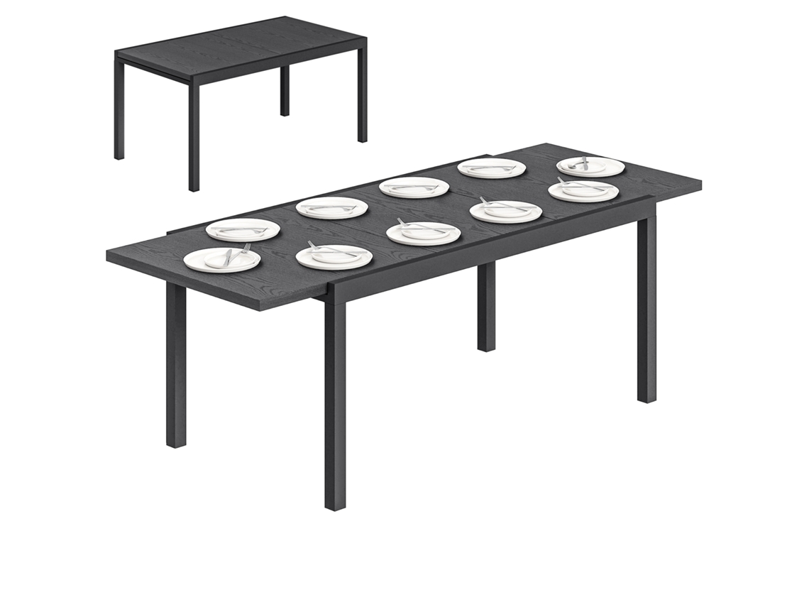 Mesa de Centro em Aço Galvanizado, Ripada, Retangular, 90x50x43cm, Preta PROFESIA BOYANG