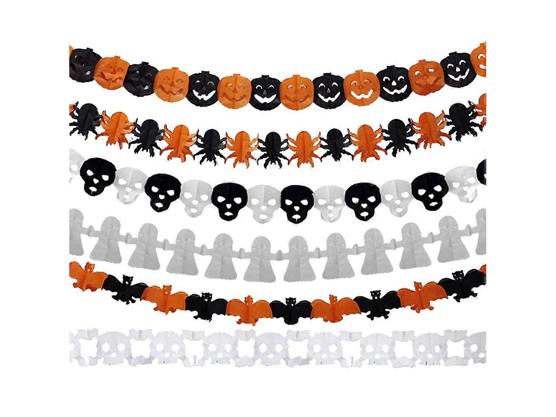 Guirlanda De Papel Para Decoração De Halloween, Suprimentos Para Festa De Halloween, Pacote Com 6 Ly Ebike