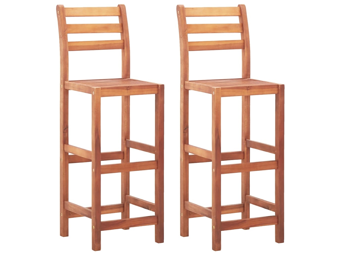 Vidaxl Bancos De Bar 2 Pcs Madeira De Acácia Maciça