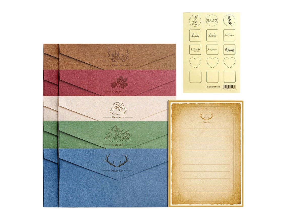 Conjunto de Papel de Carta e Envelope: Papel 21Cm X 14.5Cm Envelope 22Cm X 10.9Cm JEIIBRZUI